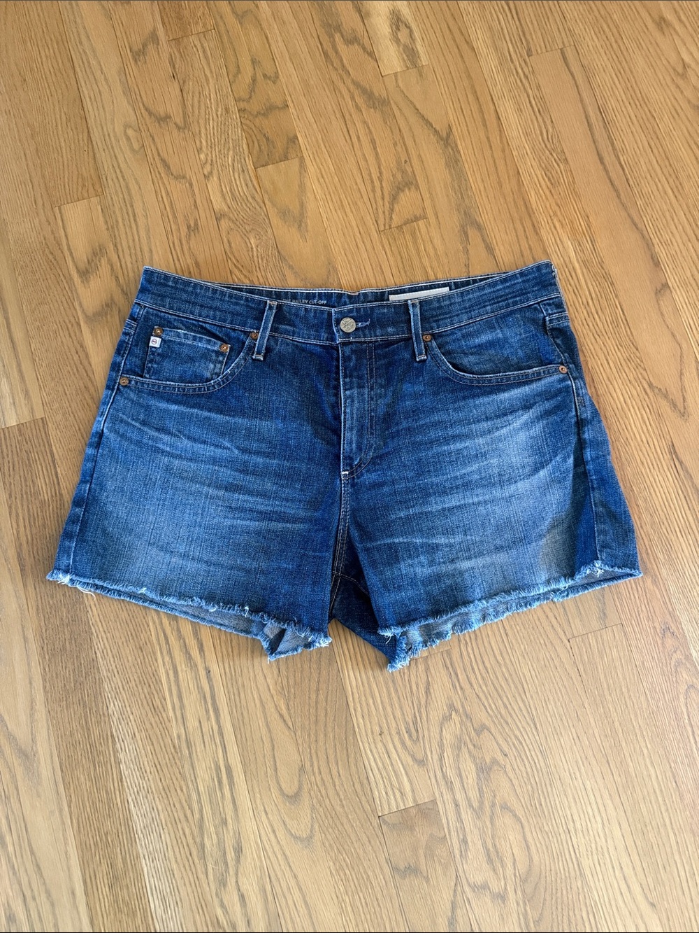 Agolde Haley Blue Distressed Denim Cutoff Shorts 31
